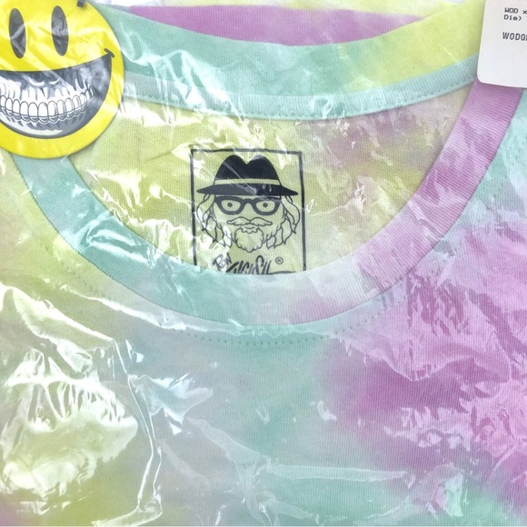 Ron English Popaganda Grin Rainbow Tie Dye Short Sleeve Smiley Face Tee Shirt L - Picture 4 of 4